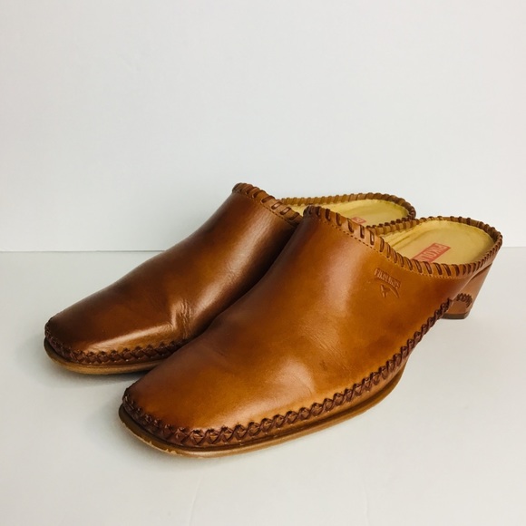 PIKOLINOS Shoes - Pikolinos Brown Burnished Leather Whipstitch Mule